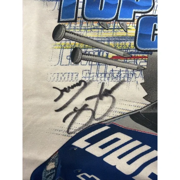 Vintage Autographed Jimmie Johnson Shirt All Over Print Y2K Racing Champions.